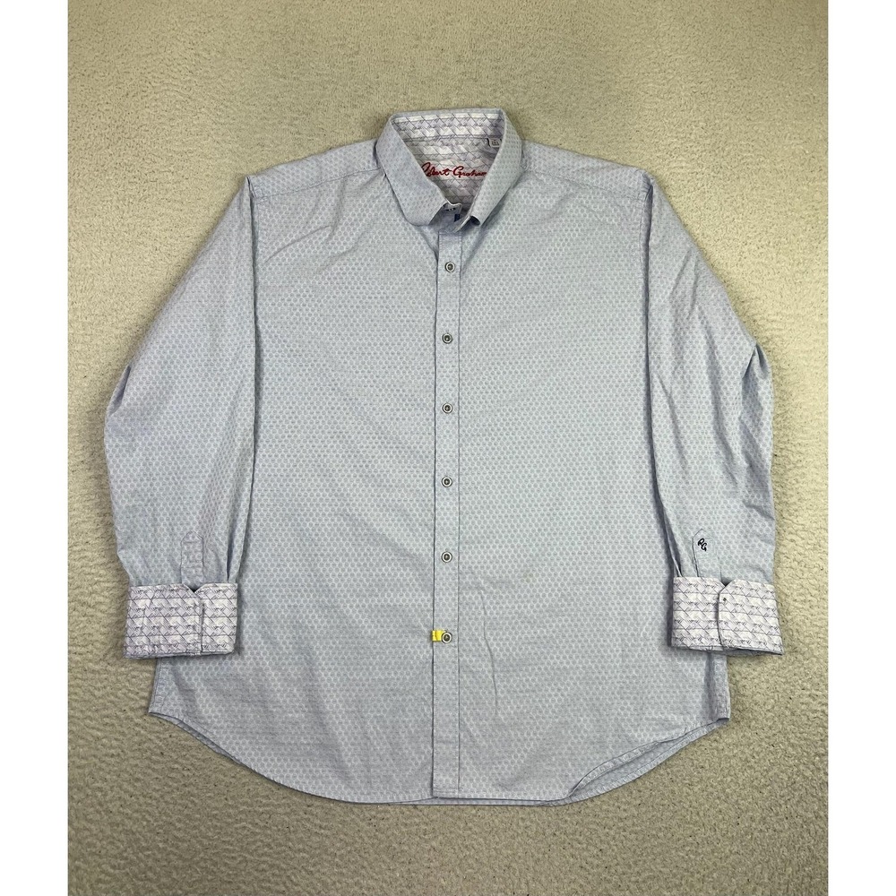 Robert Graham Shirt Mens 2XL Blue Geometric‎ Long Sleeve Button Up Classic Fit